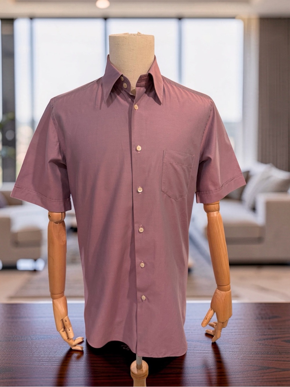 Dolce & Gabbana Vtg Sz 15 1/2 Pink & Blue Short-Sleeve Button-Down Shirt (0913)